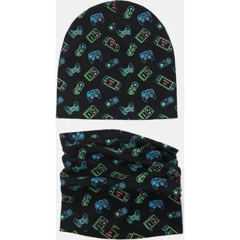 Pokrývka hlavy Sinsay - Sada: Čepice s komínem - černá - 230HH-99X - 230HH-99X-M