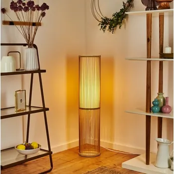 Stojací lampa Brilliant 92771/09 Stojací lampa NORI BAMBUS + textilie