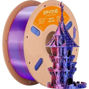 Duální hedvábný filament 1,75 mm Modrá fialová růžová a růžovo-červená 3 kg Lesklý přechod pro dekorativní modely přesné tvoření