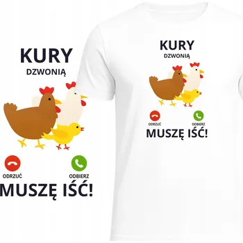 Pánské oblečení Pánské tričko s Vtipným Potiskem Slepic: Musím Jít, Zvoní Mi! Dárek S