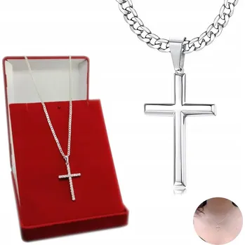 Řetízek Modny ŘETÍZEK Z KRZYŻYKIEM Krzyż Łańcuch Náhrdelník ITALSKÝ + DÁREK