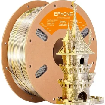 Duální hedvábný filament 1,75 mm Zlatá béžová a stříbrná 3 kg Lesklý přechod pro dekorativní modely hladké vrstvy přesné tvoření