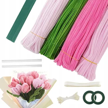 Vrták Dekorační chlupaté drátky, barevné čističe dýmek, kreativní floristické potřeby, 400 ks