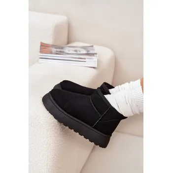 Dívčí sněhule Dámské sněhule na platformě s kožíškem Vesirae – černé Velikost: 38