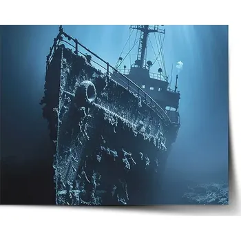 Plakát Sablio Plakát Vrak lodi na dně moře - 90x60 cm