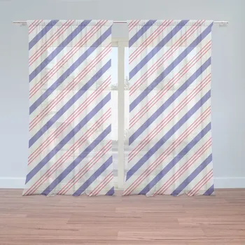 Sablio Záclony Modročervené pruhy: 2ks 150x250cm