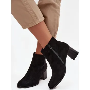 Dámská zimní obuv Dámské botky na sloupku z eko semiše – černé Marilou Velikost: 38