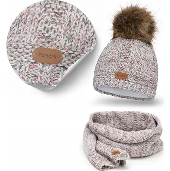 Čepice PaMaMi sada: čepice a šála, univerzální velikost, bílá