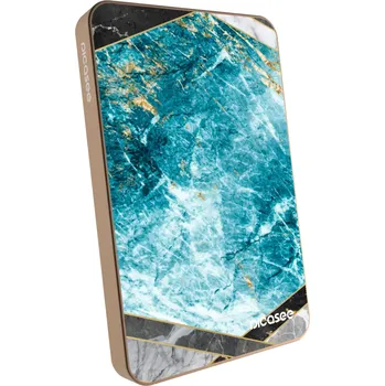 Powerbanka Picasee Powerbanka s MagSafe 5 000 mAh Zlatá - Blue geometry