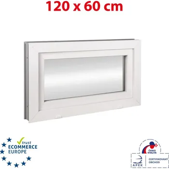 Okno Plastové okno 120x60 cm (1200x600mm) sklopné bílé TROJSKLO Trocal