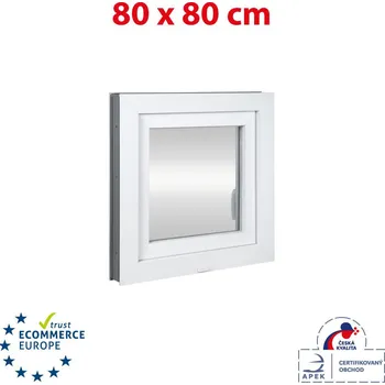 Okno Plastové okno 80x80 cm (800x800mm) otevíravé i sklopné pravé bílé TROJSKLO Trocal