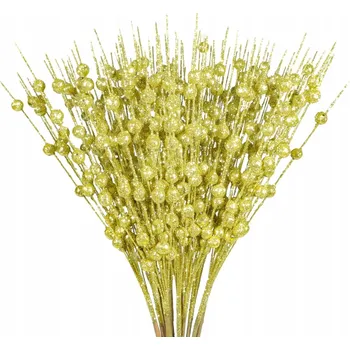 Vánoční dekorace Zlatá ozdobná větvička na vánoční stromeček - Elegantní vánoční dekorace