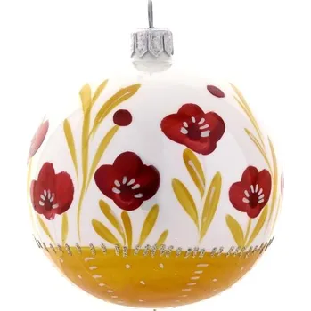 Vánoční ozdoba Koulier Skleněné vánoční ozdoby Domovina - Máky na žlutém poli, 1 ks