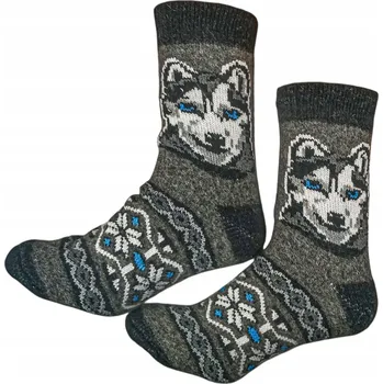 Pánské ponožky PONOŽKY VLNĚNÉ TEPLÉ SILNÉ NEKOUSAVÉ 38-42 HUSKY ŠEDÉ