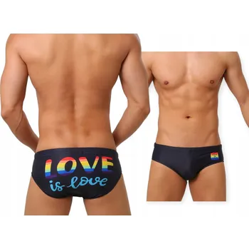 Dámské plavky DUHOVÉ PLAVKY ČERNÉ SLIPY L