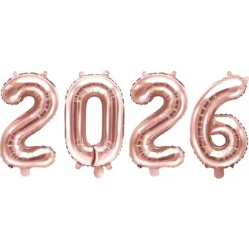 Balónek Fóliové balónky s číslem 2026 na Silvestra, 35 cm, růžové zlato