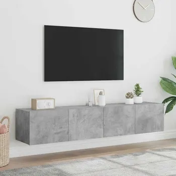 Obývací stěna vidaXL Nástěnné TV skříňky s LED osvětlením 2 ks 80x35x31 cm [837288] Barva: Betonová šedá