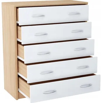 Komoda Komoda Matkam dub sonoma bílá 5 zásuvek moderní matná