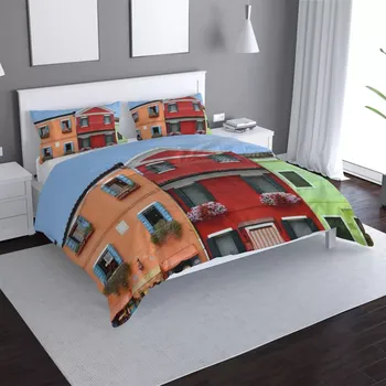 Povlečení Sablio Povlečení Domky - 140x220 / 90x70