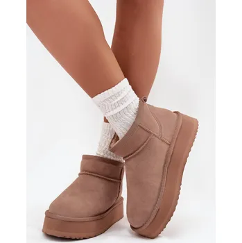 Dívčí sněhule Dámské semišové sněhule Vinceza na platformě – béžové Velikost: 38