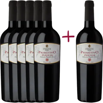 Primitivo Puglia I.G.T. Danese white label 5 + 1 (víno červené, suché )