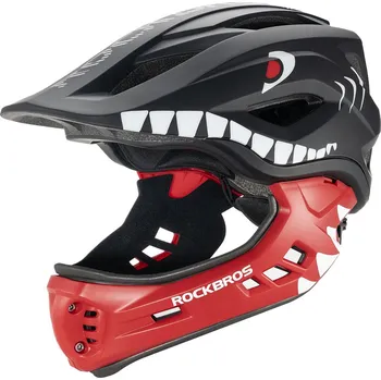 Cyklistická přilba Dětská cyklistická helma Rockbros TT-32005 Shark s odnímatelnou čelistí, velikost M (54-58) - černá