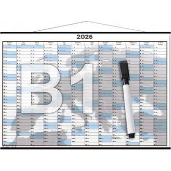 Kalendář Nástěnný KALENDÁŘ PLÁNOVAČ 2026 Laminovaný 70x100cm B1 Sucho Stíratelný + Trubky