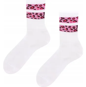 Dámské ponožky Ponožky dámské s panterou bílo-růžové Todo For a Better Day 38-41
