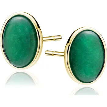 Náušnice Lafira pozlacené stříbrné náušnice Jadeit Z2068EG (puzety)
