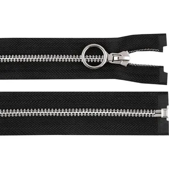 Zip Kovový zip No 5 délka 60 cm s ozdobným jezdcem - černá stříbrná