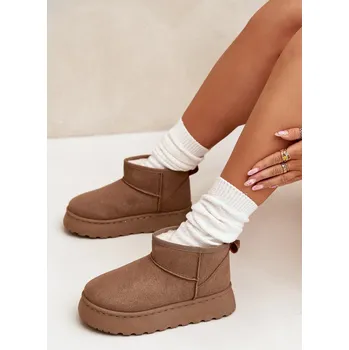 Dívčí obuv Dámské sněhule na platformě s kožíškem Vesirae – khaki Velikost: 40