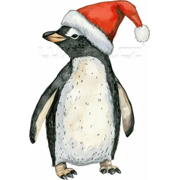 Nažehlovačka Tučňák s vánoční čepicí - 3 x 6 cm