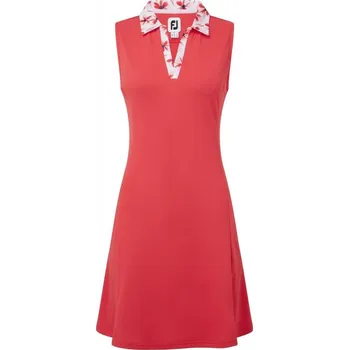 Dámské šaty FootJoy Dress Floral Trim, Red, dámské golfové šaty S
