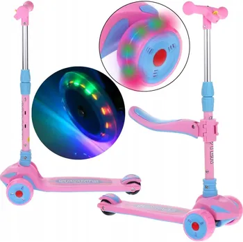 Koloběžka Tříkolová Balanční Koloběžka Odrážedlo Svítící LED Kola Skládací Sedátko