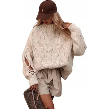 Dámský svetr Cocomore dámský svetr béžový oversize k bokům univerzální velikost