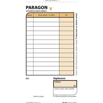 Optys Optys 1089 paragon blok 75 mm x 150 mm číslovaný 2 x 50 listů NCR 35797