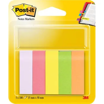 3M Samolepicí bločky Post-it značkovací - 15 mm x 50 mm / 5 x 100 lístků 403983