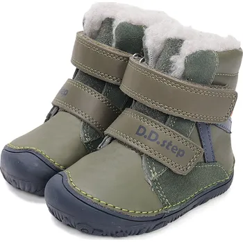 Chlapecká obuv DDstep Zimní kožené barefoot boty D.D.step W073-52306A Emerald Velikost: 27