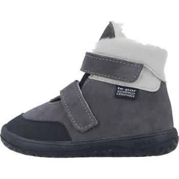 Chlapecká zimní obuv Jonap zimní kožené barefoot boty s membránou Jerry šedá vločka Velikost: 23