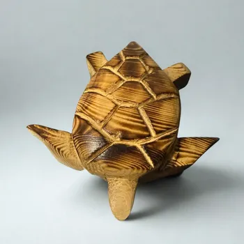 Dřevěná dekorace želva 14cm - ruční výroba