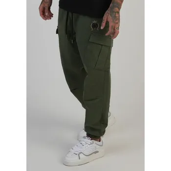 Pánské kalhoty SikSilk Zelené regular cargo kalhoty Velikost: XXL