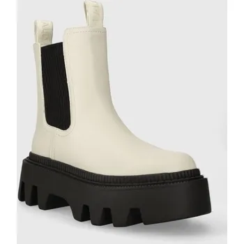 Dámské kozačky Dámské kotníkové boty BUFFALO Flora Chelsea Lo - Veganská Nappa - Krémová