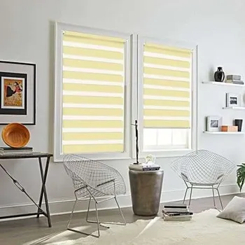 Roleta Okenní roleta den a noc s napínákem, béžová, bez vrtání, 55x150 cm