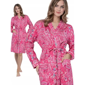 Dámský župan Leveza WIERA - růžový bavlněný dámský župan s kapsami premium L