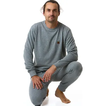 Pánské pyžamo Šedé bavlněné extra hřejivé pánské pyžamo 1P1805 šedá s