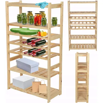 Dílenský regál Dřevěný skladový regál Wamar-Sosenka 124,2 x 70 x 33 cm, nosnost až 50 kg na polici