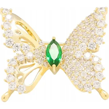 Brož Roztomilá BROŽ zlatá barva OZDOBA na oblečení MOTÝLEK zirkony