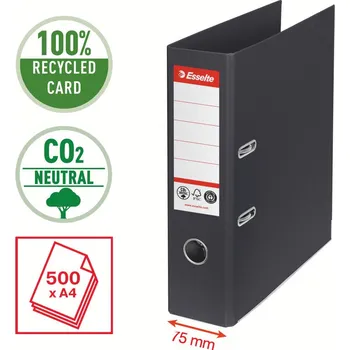 ESSELTE Pořadač pákový Esselte CO2 neutrální - A4 / hřbet 7,5 cm / černá 302991