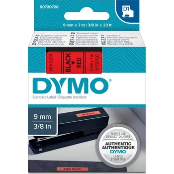 Pásek do tiskárny Pásky D1 standardní - 9 mm x 7 m / černý tisk / červená páska 32279