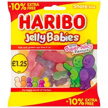 Bonbon Haribo Jelly Babies želé bonbony s ovocnými příchutěmi 154 g PM